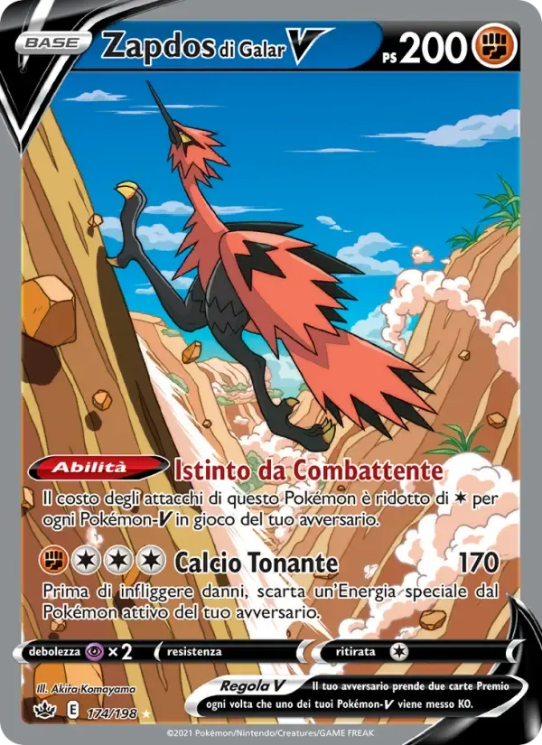 Zapdos di Galar V — Regno Glaciale 174 Italian Pokémon card