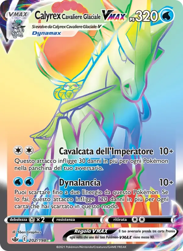 Calyrex Cavaliere Glaciale VMAX — Regno Glaciale 202 Italian Pokémon card