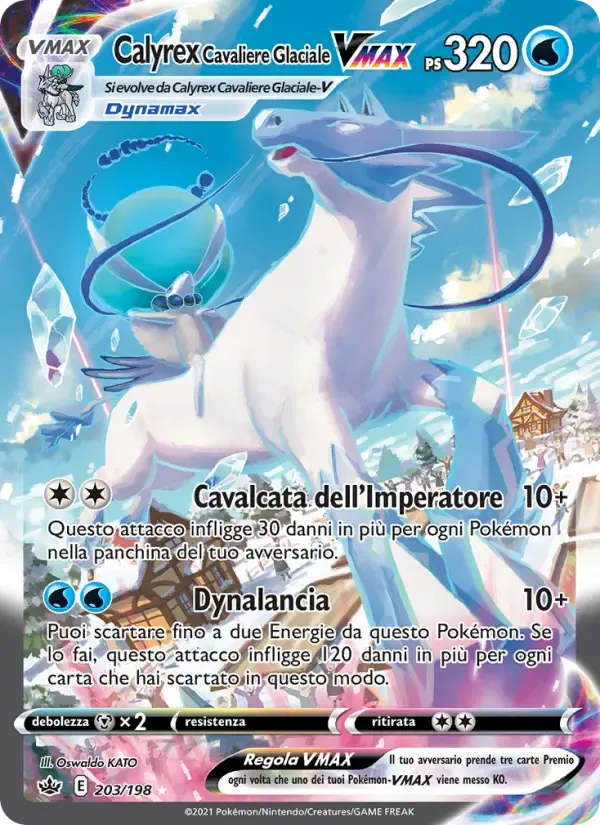 Calyrex Cavaliere Glaciale VMAX — Regno Glaciale 203 Italian Pokémon card