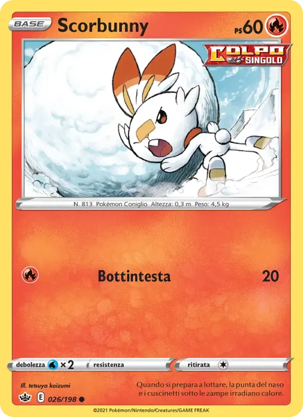Scorbunny — Regno Glaciale 26 Italian Pokémon card