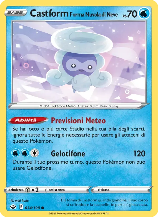 Castform Forma Nuvola di Neve — Regno Glaciale 34 Italian Pokémon card