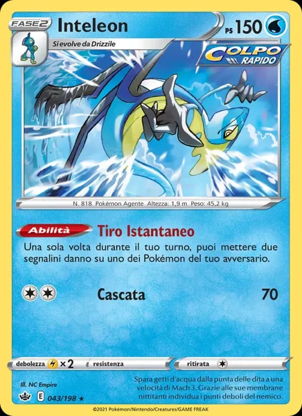 Inteleon — Regno Glaciale 43 Italian Pokémon card