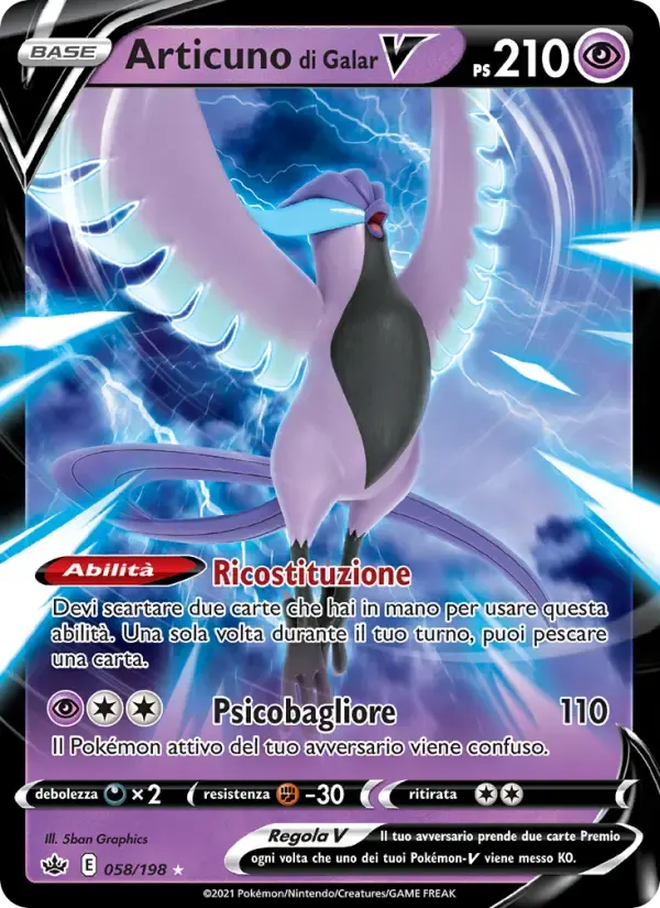 Articuno di Galar V — Regno Glaciale 58 Italian Pokémon card