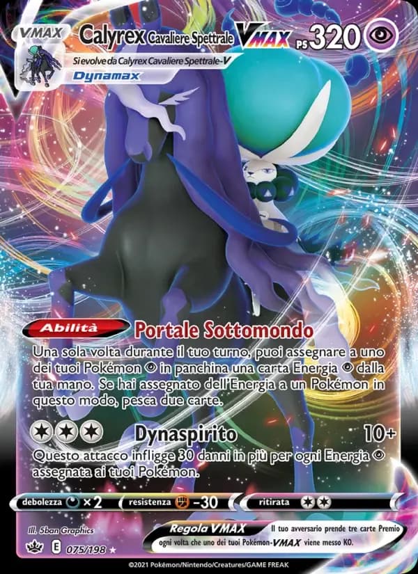 Calyrex Cavaliere Spettrale VMAX — Regno Glaciale 75 Italian Pokémon card