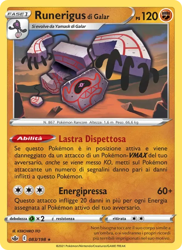 Runerigus di Galar — Regno Glaciale 83 Italian Pokémon card