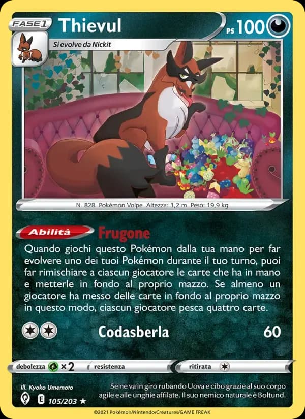 Thievul — Evoluzioni Eteree 105 Italian Pokémon card