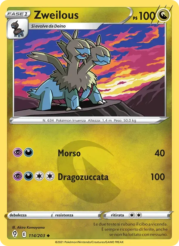 Zweilous — Evoluzioni Eteree 114 Italian Pokémon card