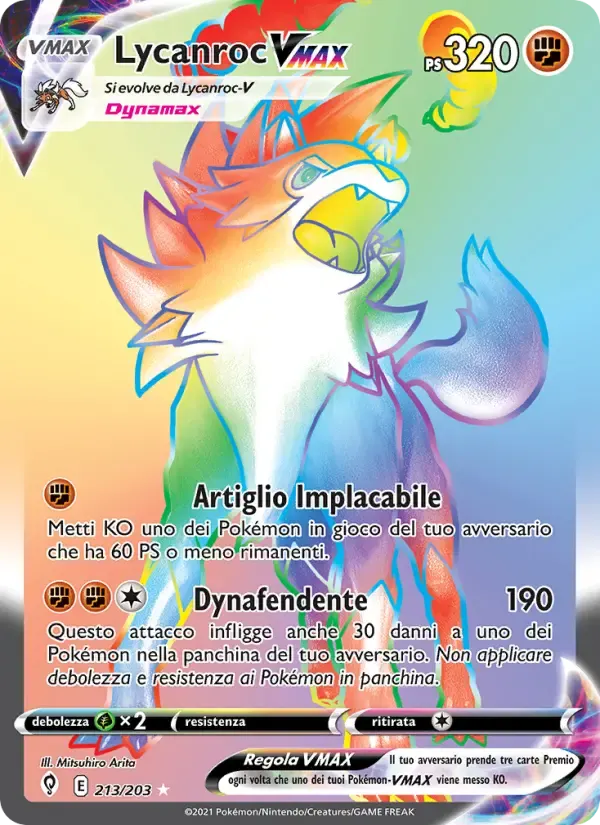 Lycanroc VMAX — Evoluzioni Eteree 213 Italian Pokémon card