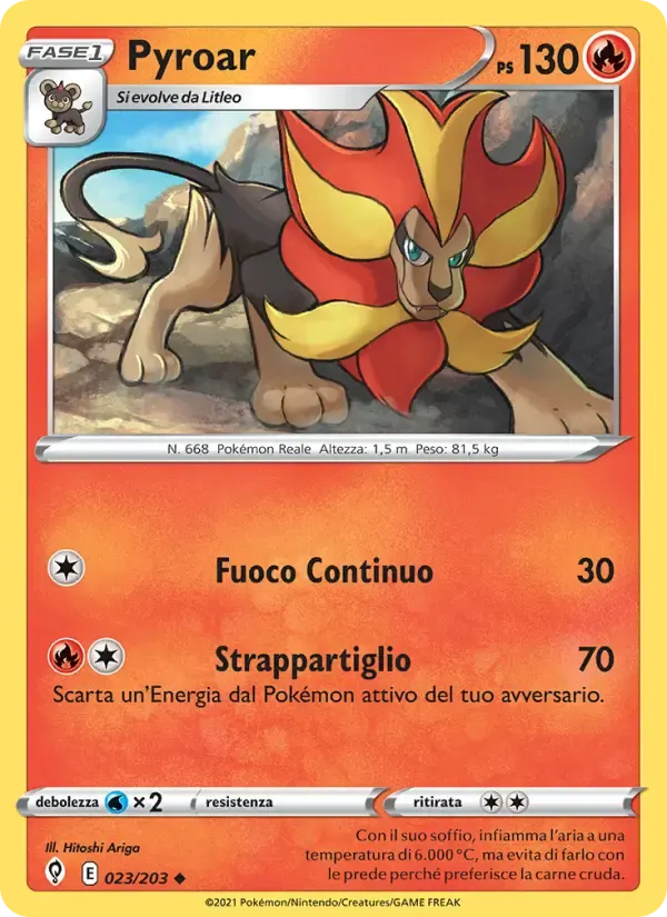 Pyroar — Evoluzioni Eteree 23 Italian Pokémon card