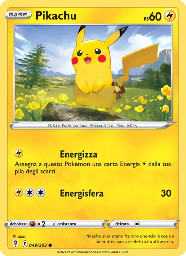 Pikachu — Evoluzioni Eteree 49 Italian Pokémon card