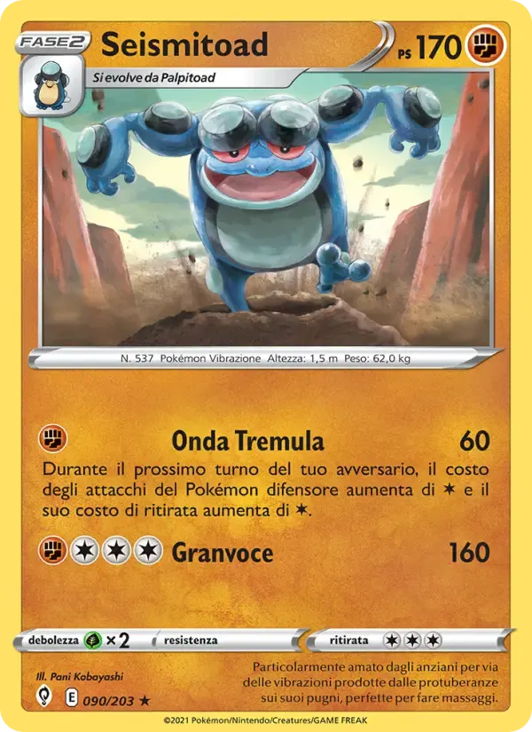 Seismitoad — Evoluzioni Eteree 90 Italian Pokémon card