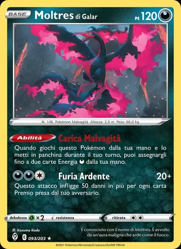 Moltres di Galar — Evoluzioni Eteree 93 Italian Pokémon card