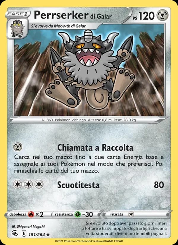 Perrserker di Galar — Colpo Fusione 181 Italian Pokémon card