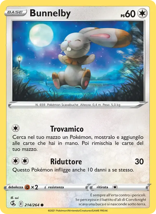 Bunnelby — Colpo Fusione 214 Italian Pokémon card