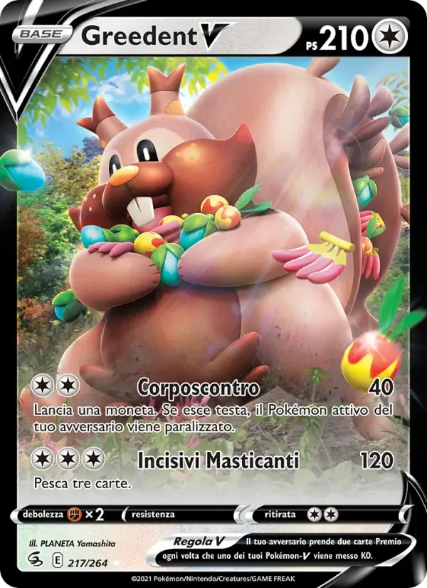 Greedent V — Colpo Fusione 217 Italian Pokémon card