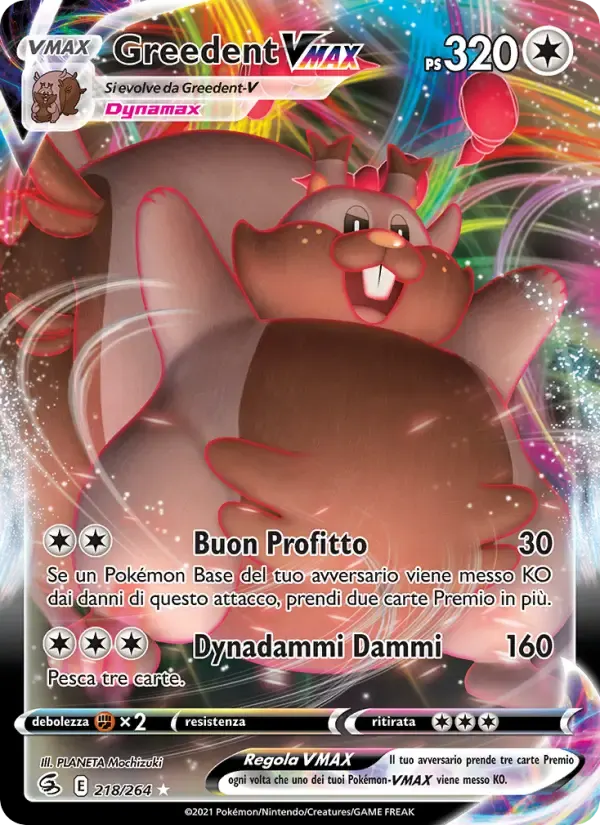 Greedent VMAX — Colpo Fusione 218 Italian Pokémon card