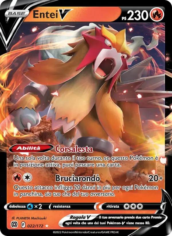 Entei V — Astri Lucenti 22 Italian Pokémon card