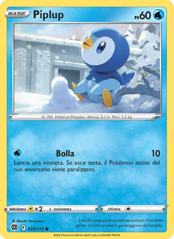 Piplup — Astri Lucenti 35 Italian Pokémon card