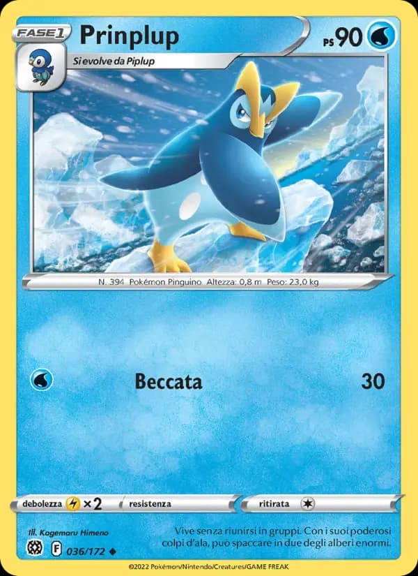 Prinplup — Astri Lucenti 36 Italian Pokémon card