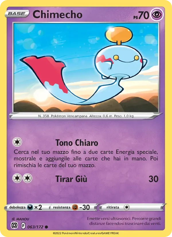 Chimecho — Astri Lucenti 63 Italian Pokémon card