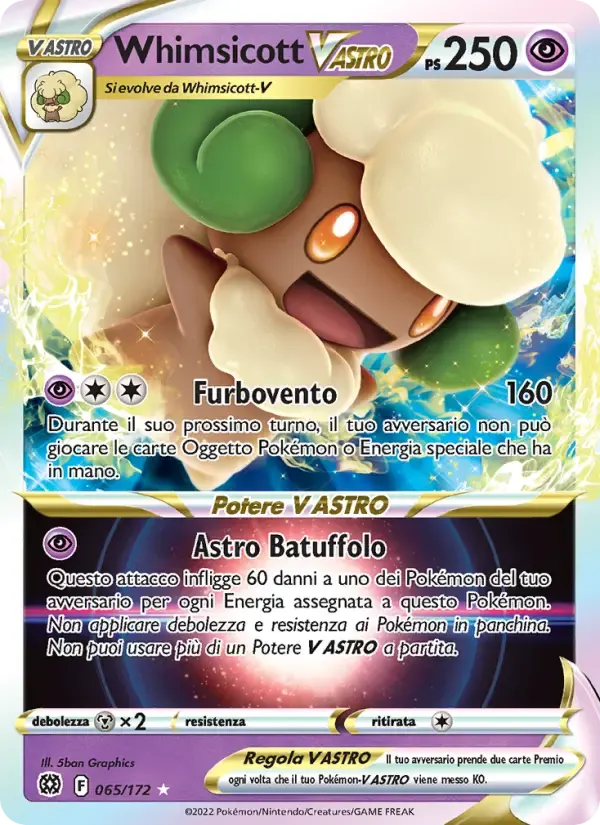 Whimsicott V ASTRO — Astri Lucenti 65 Italian Pokémon card