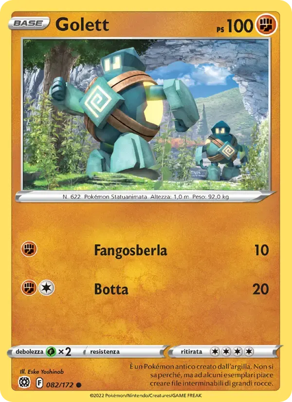 Golett — Astri Lucenti 82 Italian Pokémon card