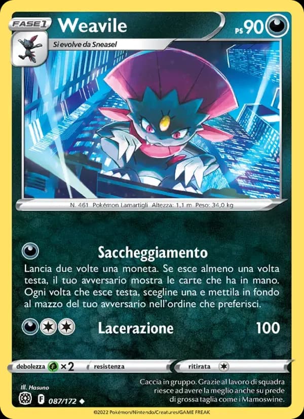 Weavile — Astri Lucenti 87 Italian Pokémon card