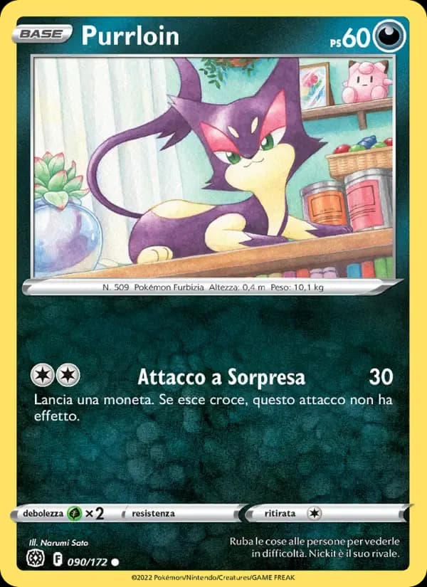 Purrloin — Astri Lucenti 90 Italian Pokémon card