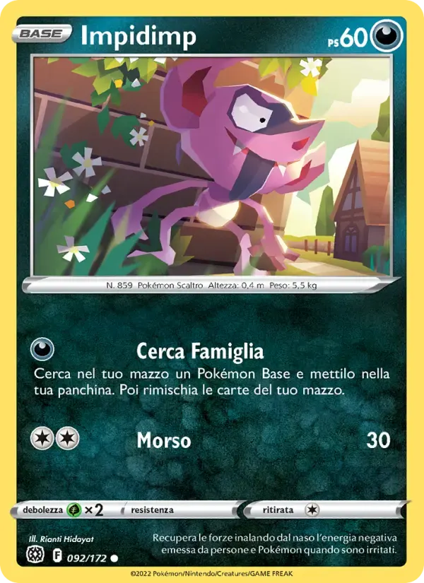 Impidimp — Astri Lucenti 92 Italian Pokémon card