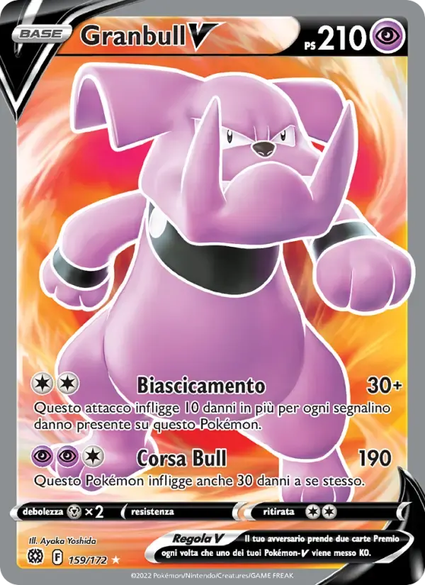 Granbull V — Astri Lucenti 159 Italian Pokémon card