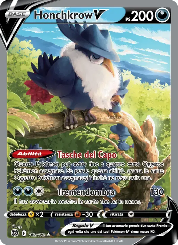 Honchkrow V — Astri Lucenti 162 Italian Pokémon card