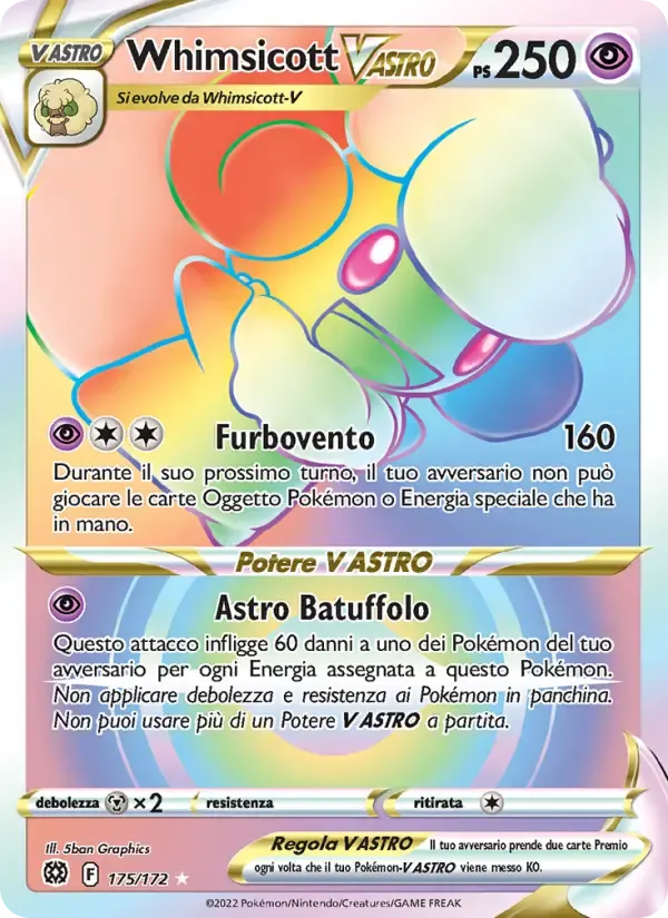 Whimsicott V ASTRO — Astri Lucenti 175 Italian Pokémon card
