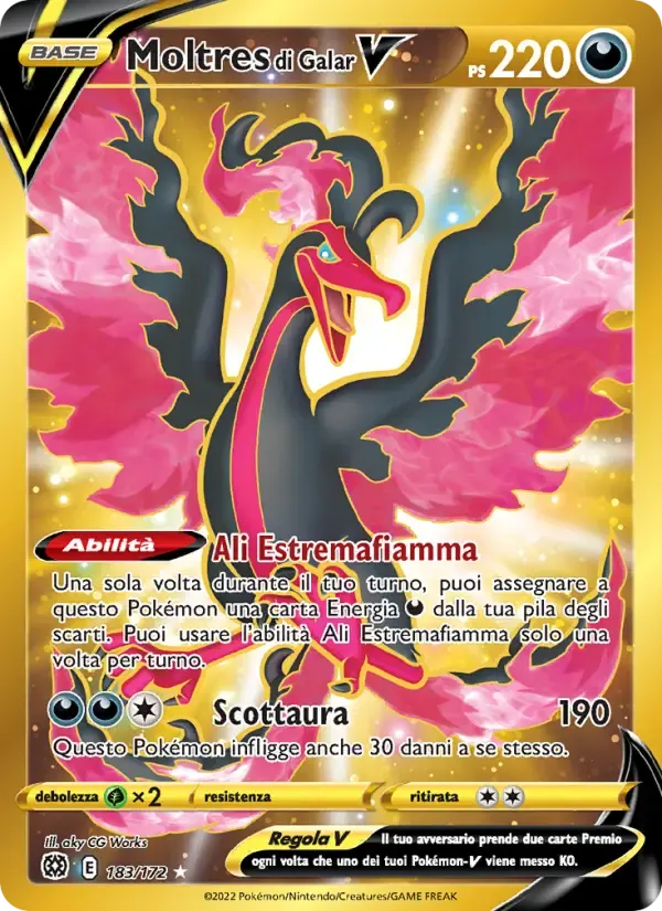 Moltres di Galar V — Astri Lucenti 183 Italian Pokémon card