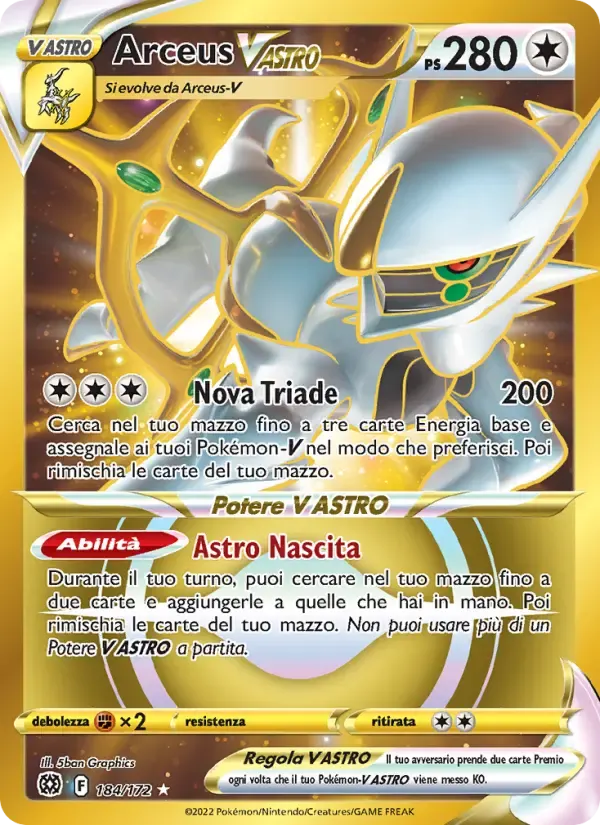 Arceus V ASTRO — Astri Lucenti 184 Italian Pokémon card