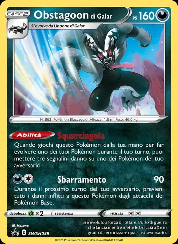 Obstagoon di Galar — SPSC Promo SWSH059 Italian Pokémon card