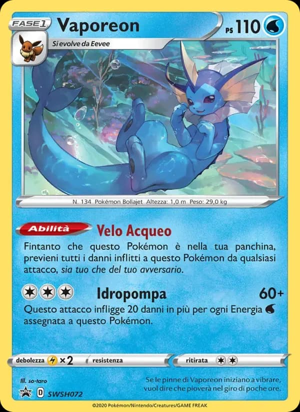 Vaporeon — SPSC Promo SWSH072 Italian Pokémon card