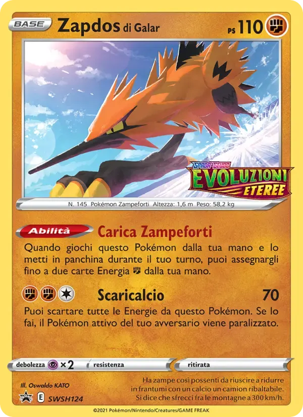 Zapdos di Galar — SPSC Promo SWSH124 Italian Pokémon card