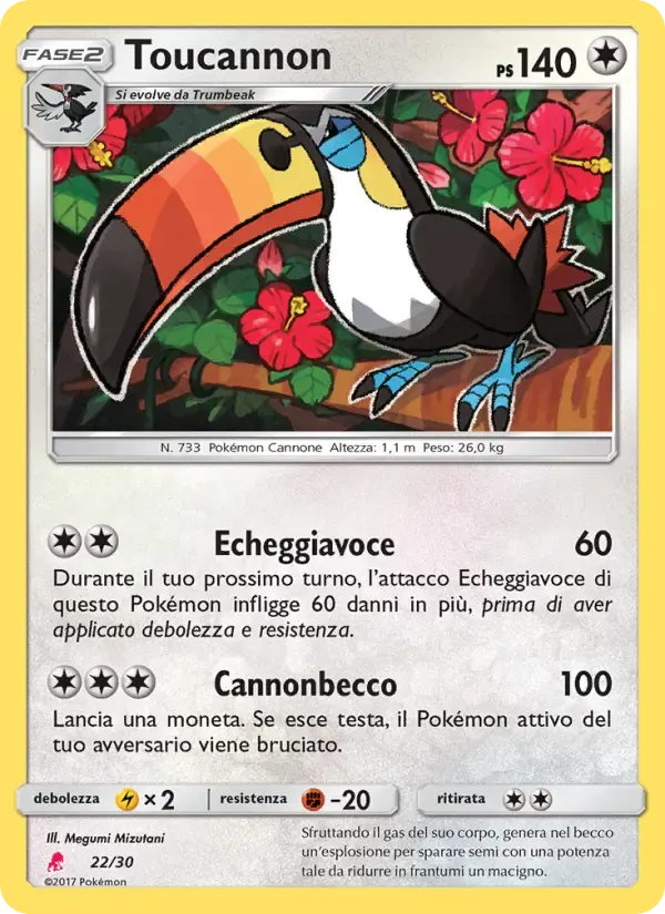 Toucannon — Sole e Luna trainer Kit (Lycanroc) 22 Italian Pokémon card