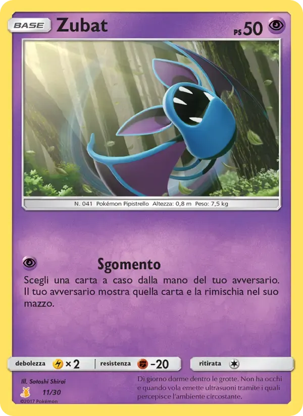 Zubat — Sole e Luna trainer Kit (Alolan Raichu) 11 Italian Pokémon card