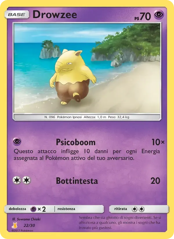 Drowzee — Sole e Luna trainer Kit (Alolan Raichu) 22 Italian Pokémon card