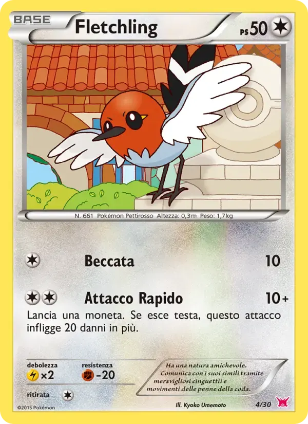 Fletchling — XY trainer Kit (Latias) 4 Italian Pokémon card
