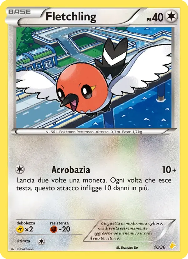 Fletchling — XY trainer Kit (Pikachu Libre) 16 Italian Pokémon card