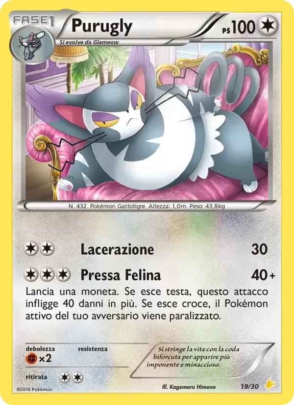 Purugly — XY trainer Kit (Pikachu Libre) 19 Italian Pokémon card