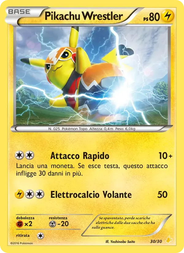 Pikachu wrestler — XY trainer Kit (Pikachu Libre) 30 Italian Pokémon card