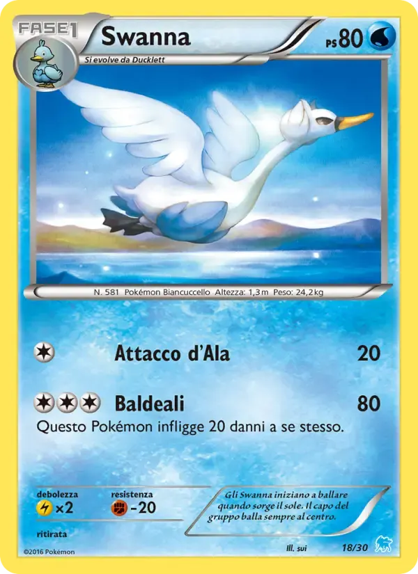 Swanna — XY trainer Kit (Suicune) 18 Italian Pokémon card