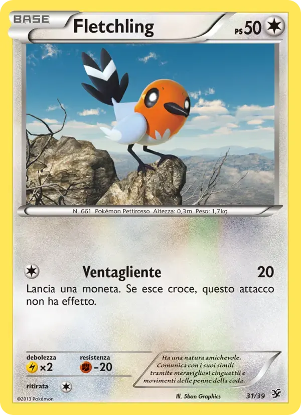 Fletchling — Benvenuti a Kalos 31 Italian Pokémon card