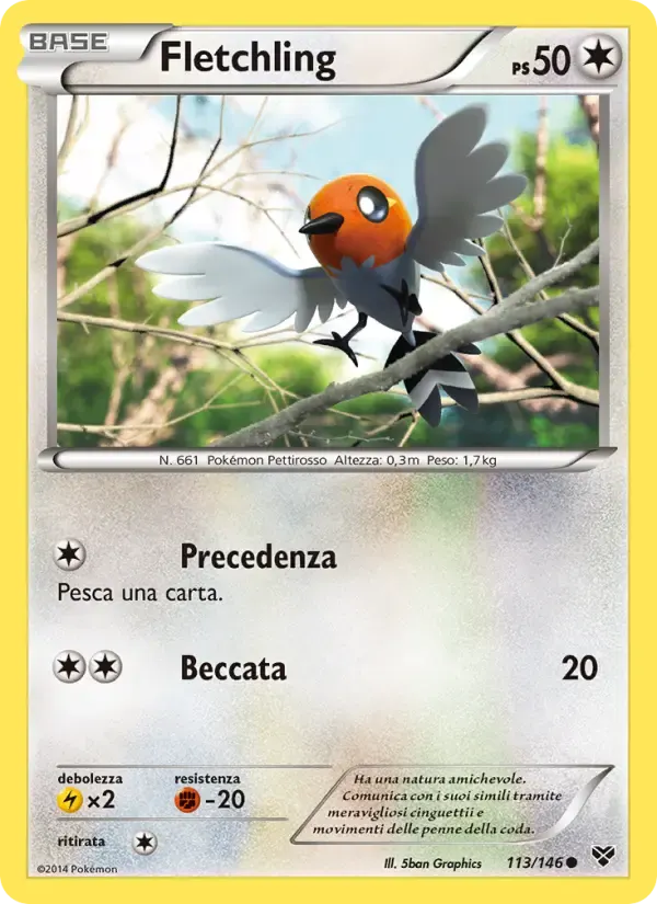 Fletchling — XY 113 Italian Pokémon card