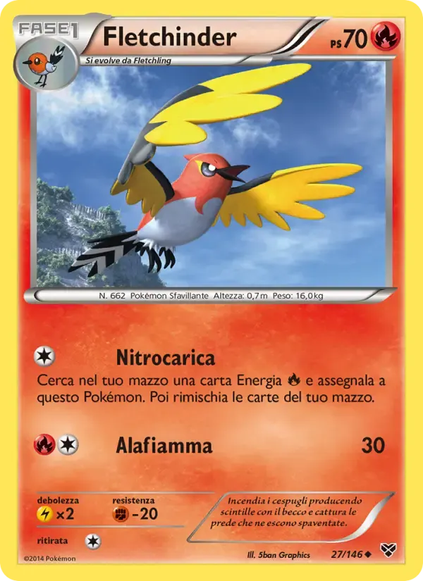 Fletchinder — XY 27 Italian Pokémon card
