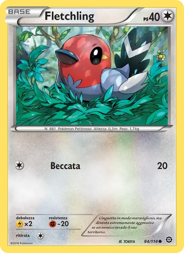 Fletchling — Vapori Accesi 94 Italian Pokémon card