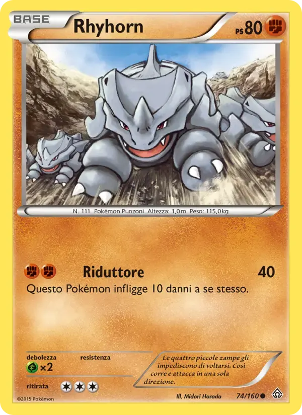 Rhyhorn — Scontro Primordiale 74 Italian Pokémon card
